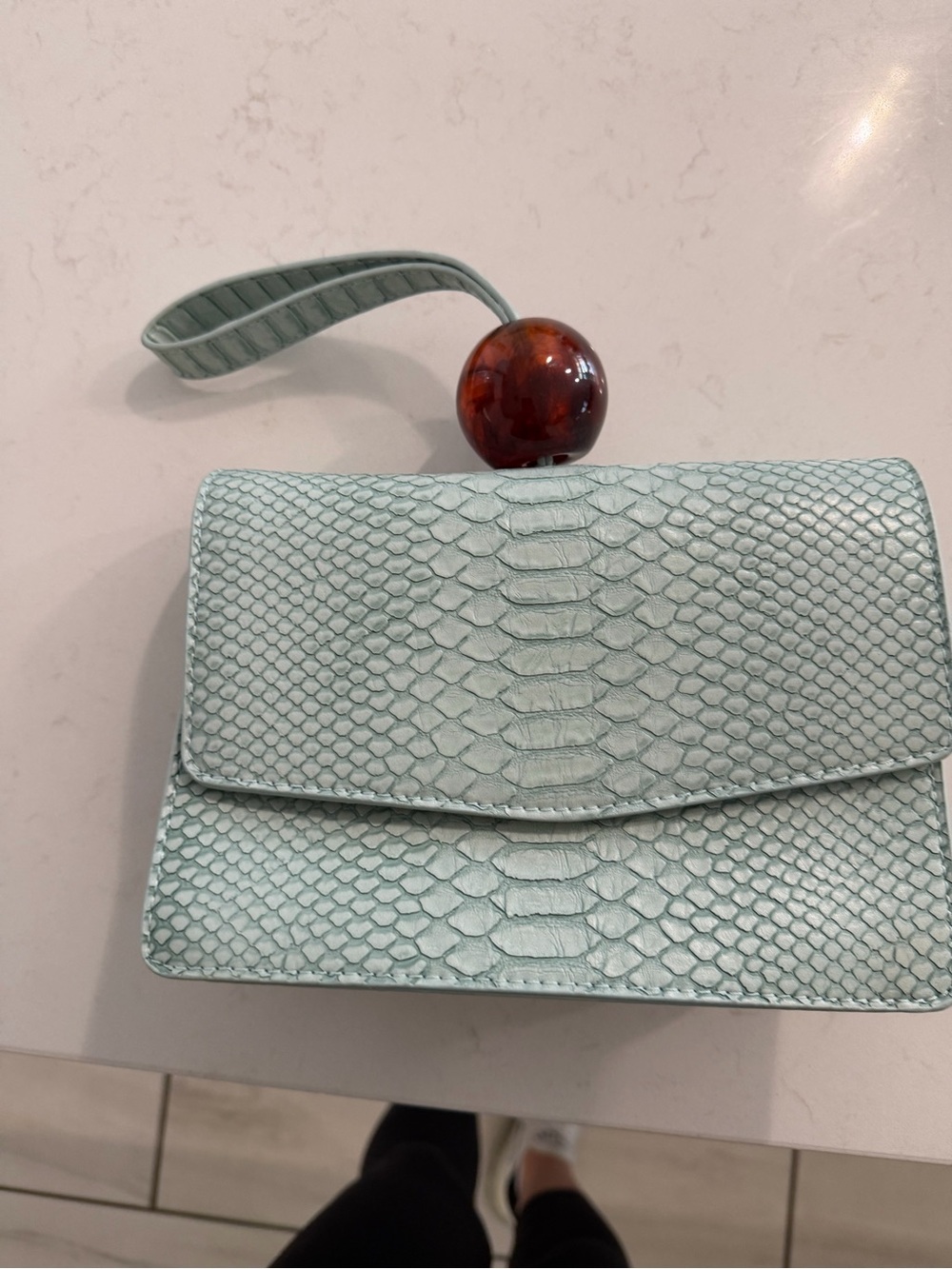 Snakeskin bag in Seaform Green